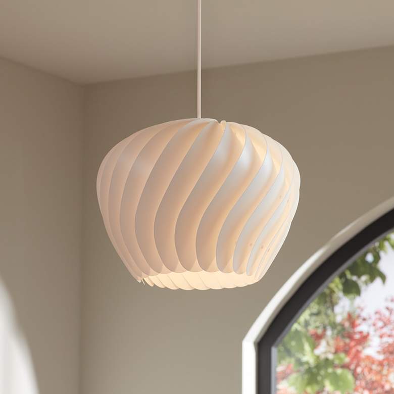 Image 1 Possini Euro Cavelli 15" Wide Modern Dome White Swirl Pendant Light