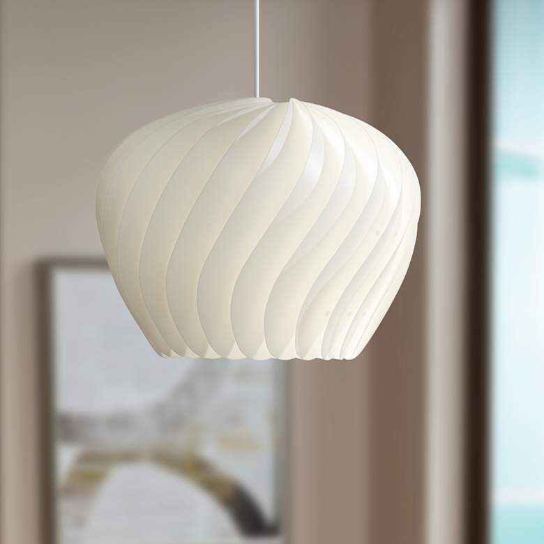 Image 6 Possini Euro Cavelli 15" Wide Modern Dome White Swirl Pendant Light more views