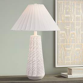 Image1 of Possini Euro Cayon 30 1/2" Pleated Shade Modern White Table Lamp