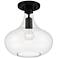 Possini Euro Cecil 11" Wide Black Clear Glass Ceiling Light