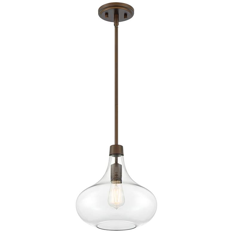 Image 5 Possini Euro Cecil 11" Wide Bronze and Modern Glass Mini Pendant more views