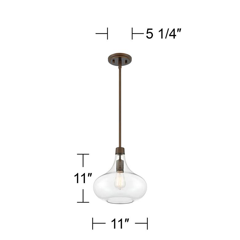Image 6 Possini Euro Cecil 11" Wide Bronze and Modern Glass Mini Pendant more views
