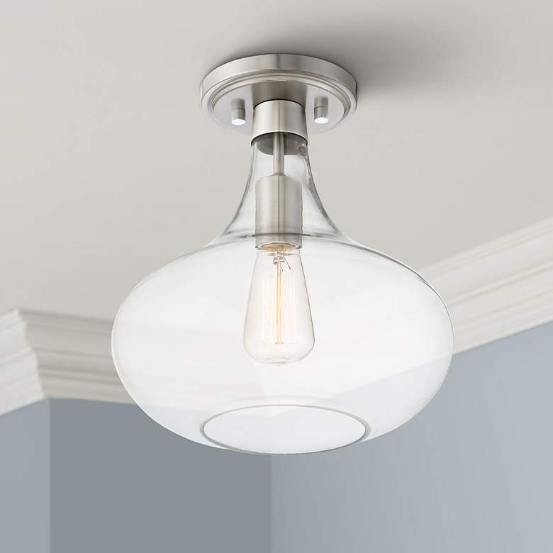 Image 1 Possini Euro Cecil 11" Wide Brushed Nickel Ceiling Light
