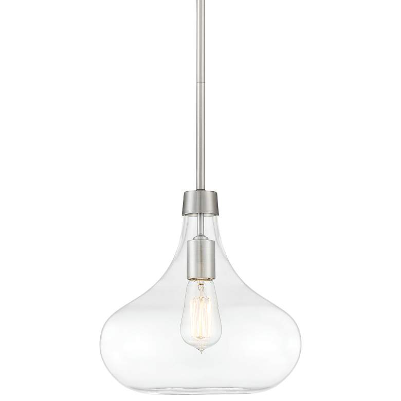 Image 2 Possini Euro Cecil 11 inch Wide Glass and Nickel Modern Mini Pendant