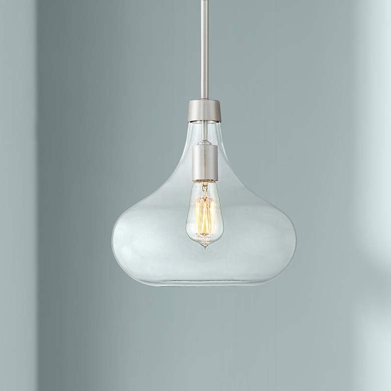 Image 1 Possini Euro Cecil 11" Wide Glass and Nickel Modern Mini Pendant