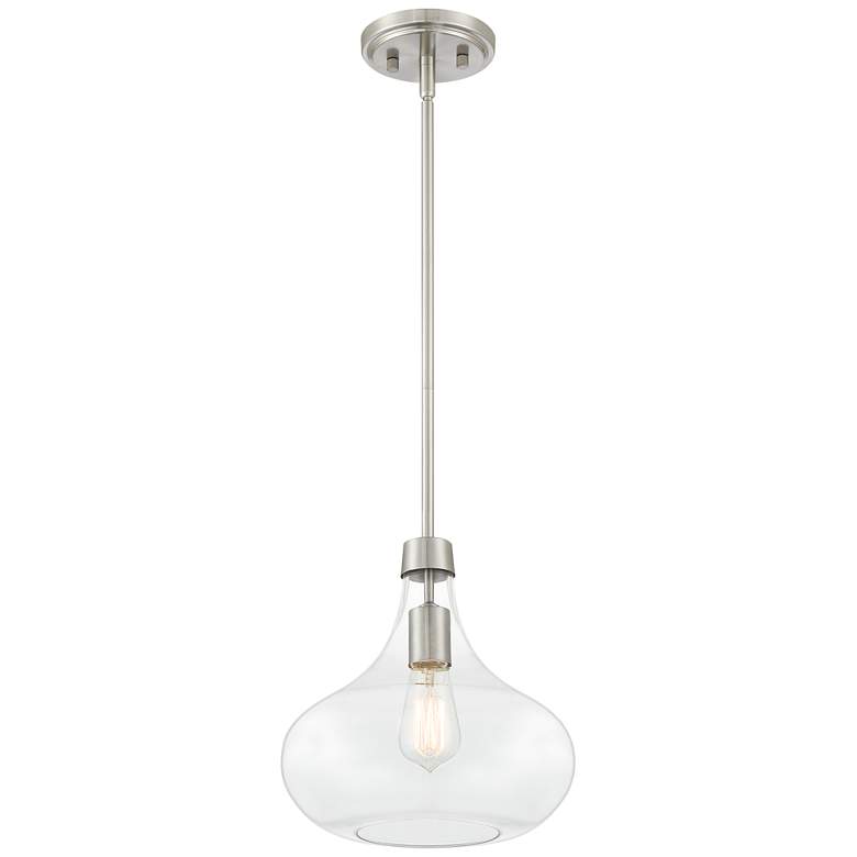 Image 5 Possini Euro Cecil 11 inch Wide Glass and Nickel Modern Mini Pendant more views