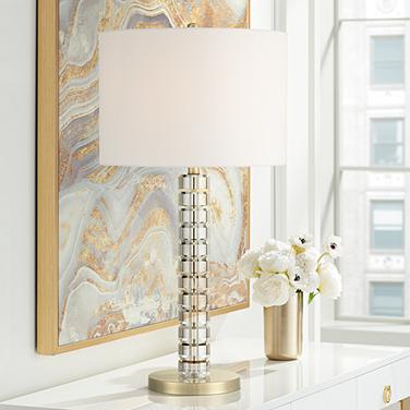 Possini Euro Cecil 31" High Modern Brass and Clear Acrylic Table Lamp