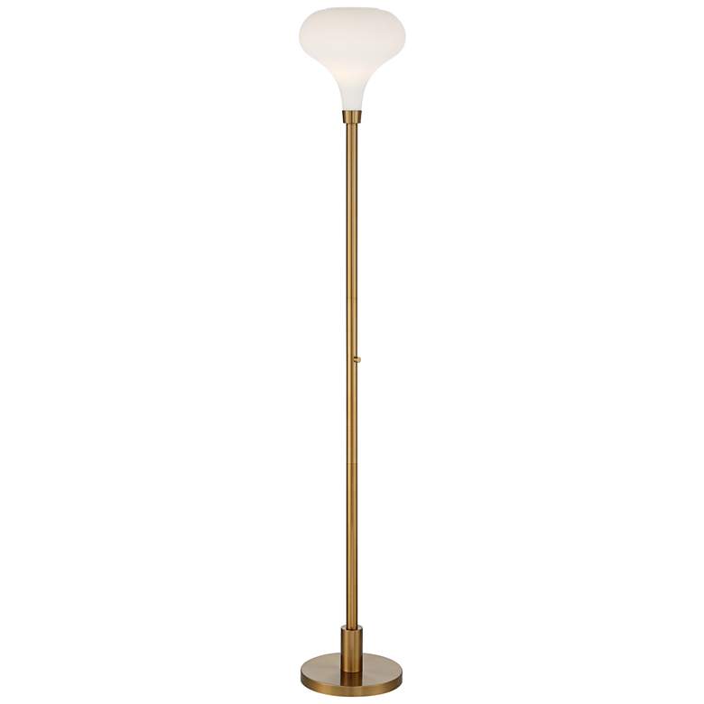 Image 2 Possini Euro Cecil Warm Gold and Opal Glass Torchiere Floor Lamp