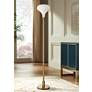 Possini Euro Cecil Warm Gold and Opal Glass Torchiere Floor Lamp