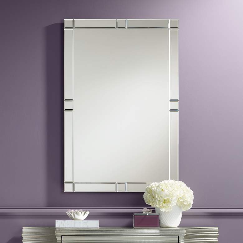 Image 1 Possini Euro Cecili 23 1/2 inch x 35 1/2 inch Tiled Wall Mirror