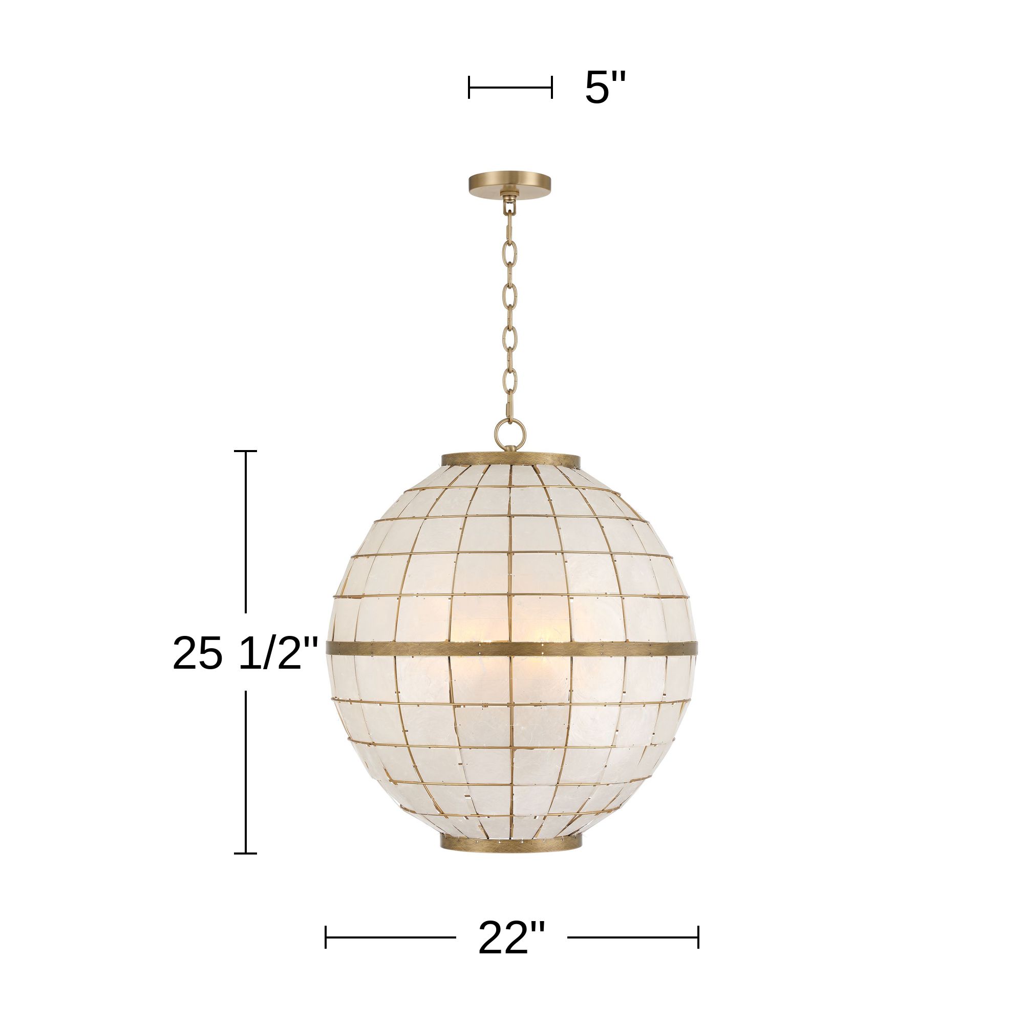 Possini Euro Celestial 22" Wide Brass Capiz 4-Light Orb Chandelier in scene