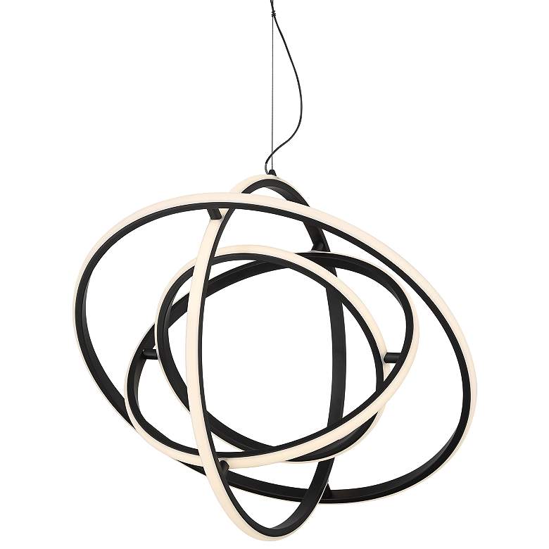 Image 3 Possini Euro Celestine 23 3/4" Sanded Black LED Ring Pendant Light