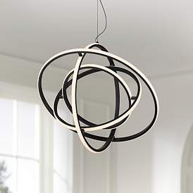 Image2 of Possini Euro Celestine 23 3/4" Sanded Black LED Ring Pendant Light