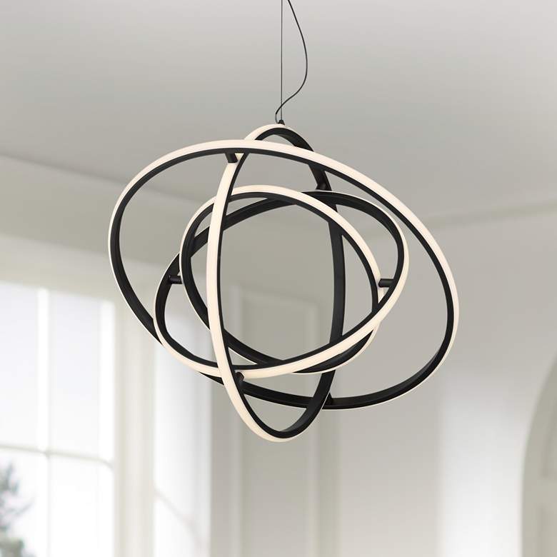 Image 2 Possini Euro Celestine 23 3/4 inch Sanded Black LED Ring Pendant Light