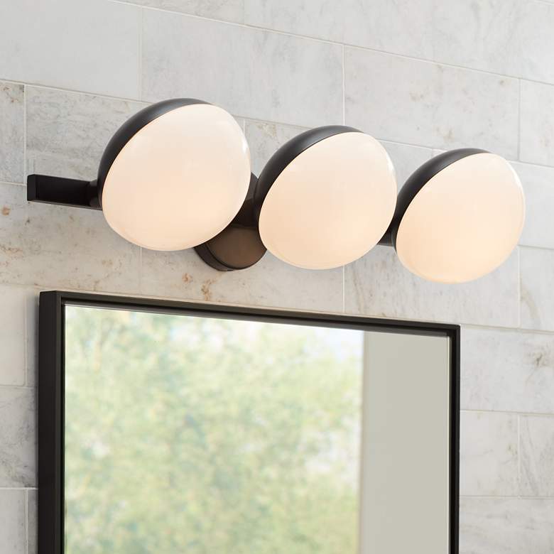 Image 1 Possini Euro Celine 23" Wide Black 3-Light Bath Light