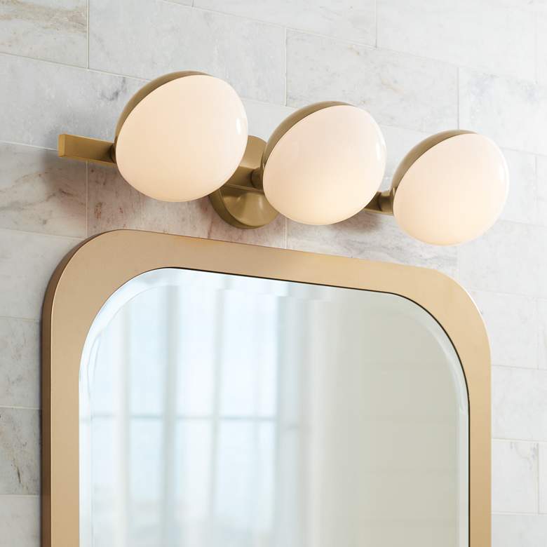 Image 1 Possini Euro Celine 23" Wide Warm Brass 3-Light Bath Light