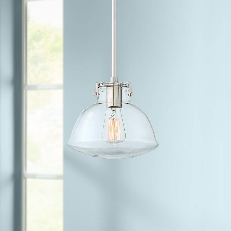 Image 1 Possini Euro Celyn 9 1/4 inch Wide Brushed Nickel Mini Pendant