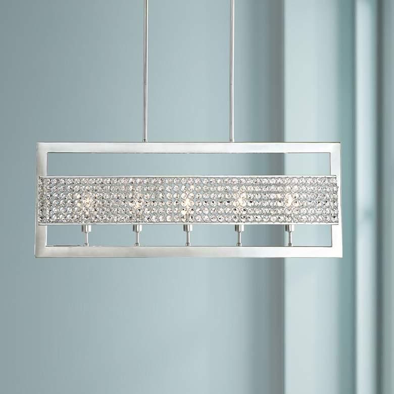 Image 1 Possini Euro Centrale Chrome 33"W Crystal Island Chandelier