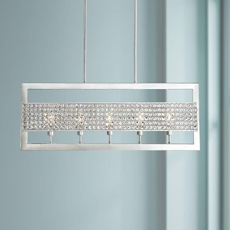 Image 1 Possini Euro Centrale Chrome 33 inchW Crystal Island Chandelier