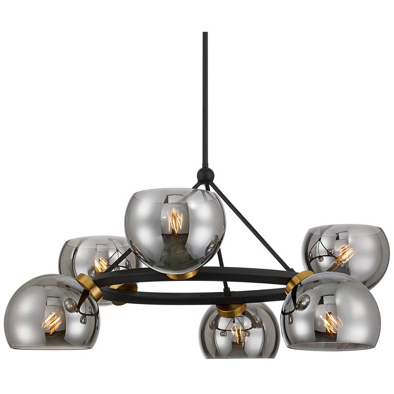 Image 2 Possini Euro Centuria 34"W Black and Gold 6-Light Chandelier