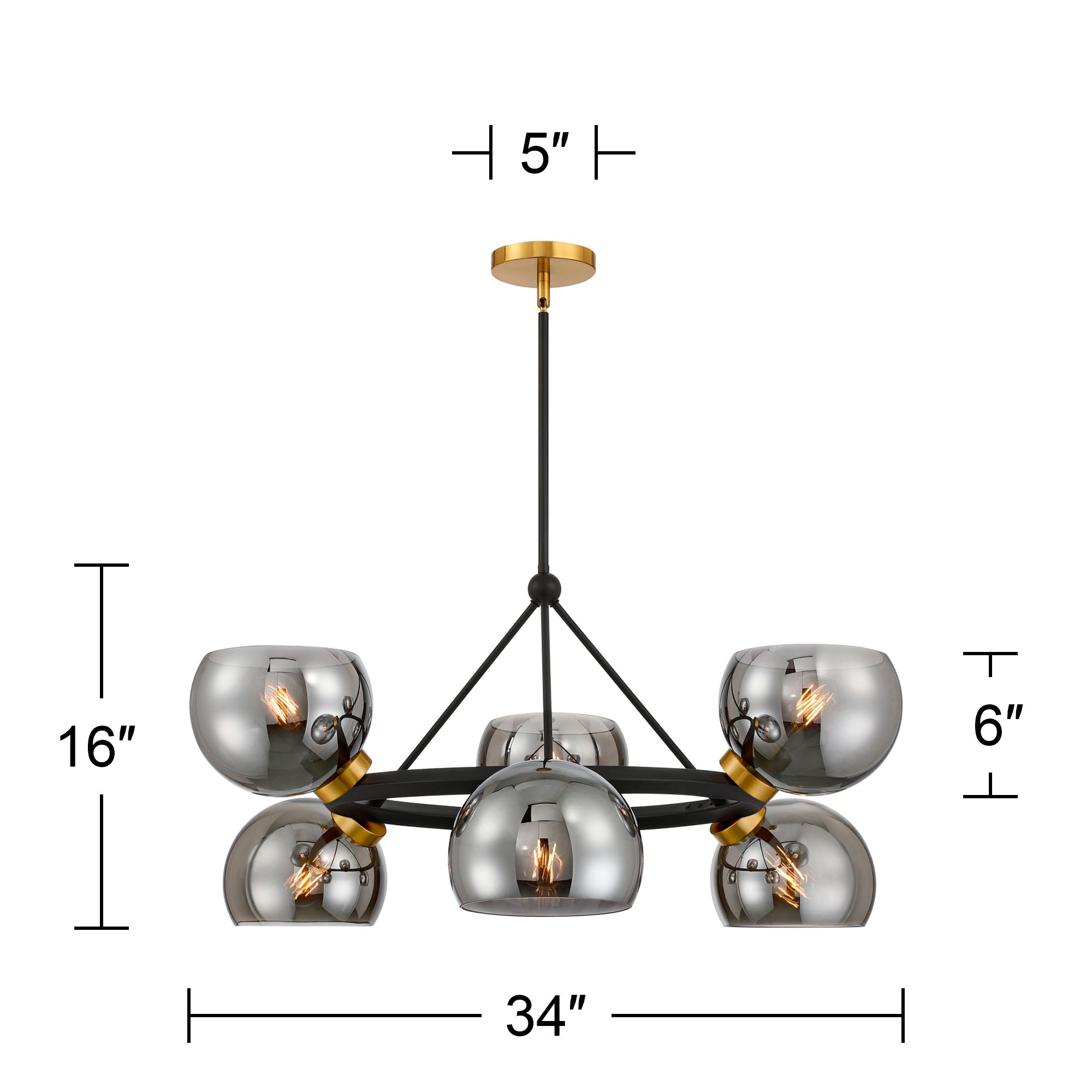 Watch A Video About the Possini Euro Centuria Black and Gold 6 Light Chandelier