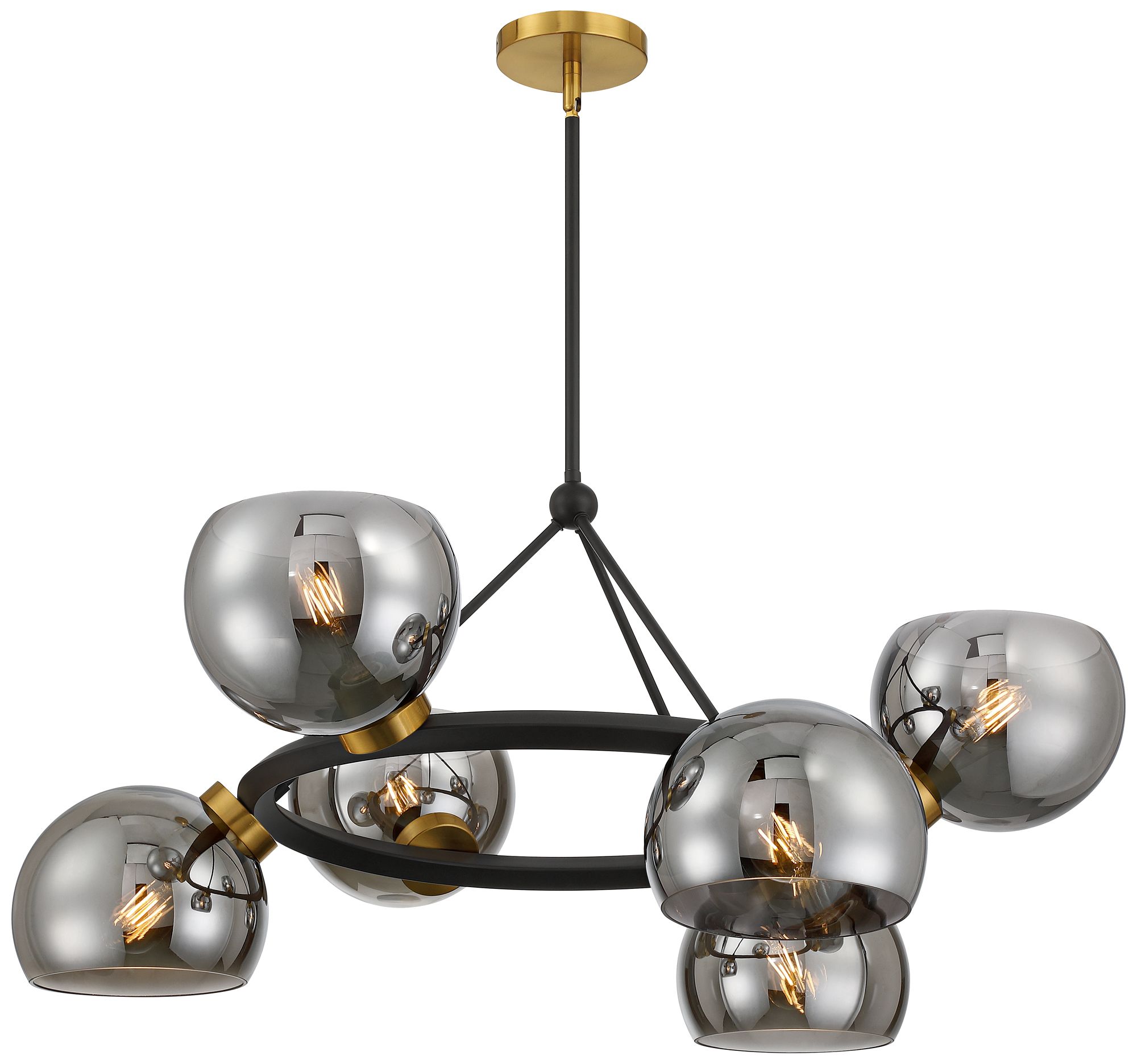 Watch A Video About the Possini Euro Centuria Black and Gold 6 Light Chandelier