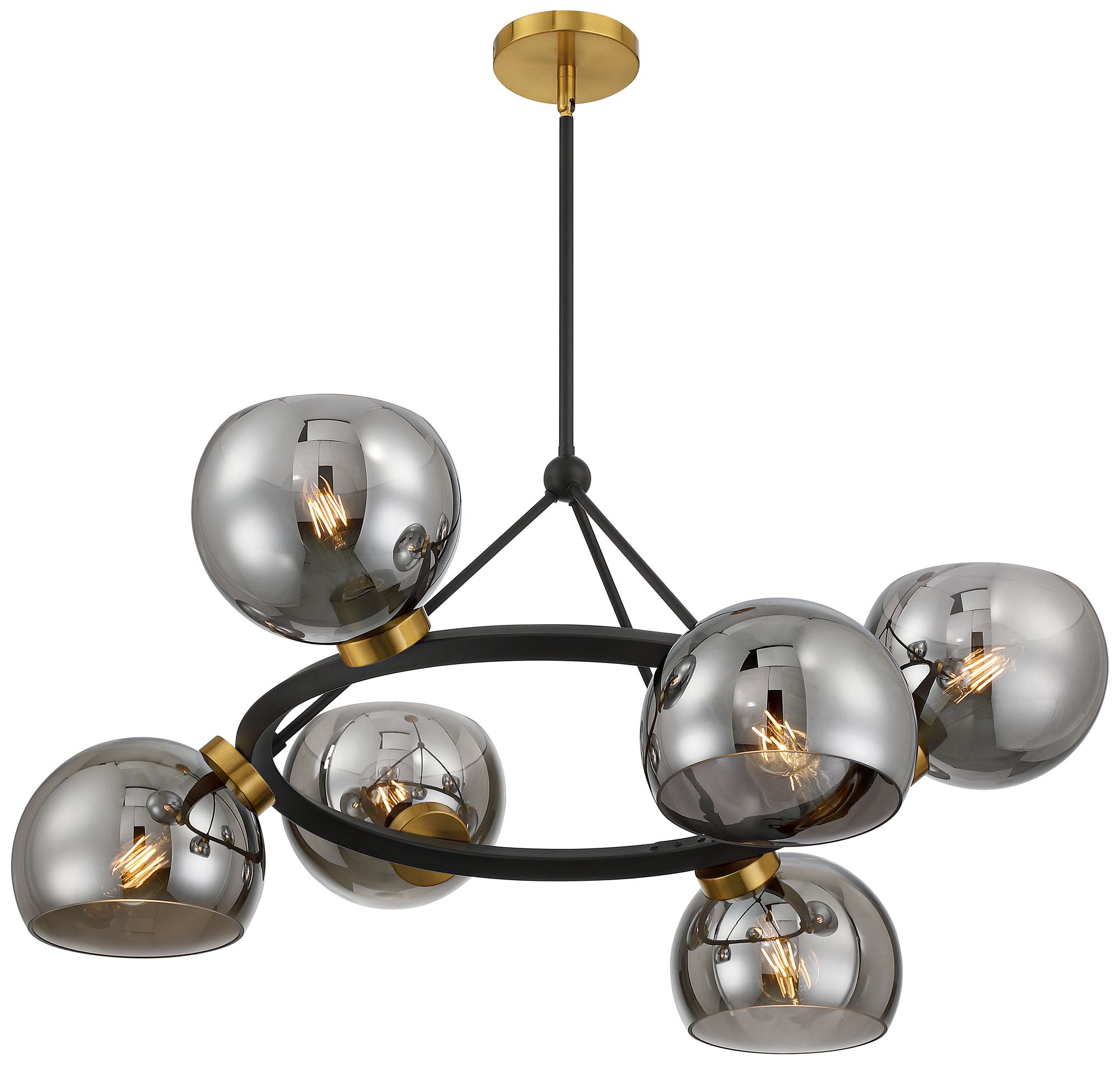 Watch A Video About the Possini Euro Centuria Black and Gold 6 Light Chandelier