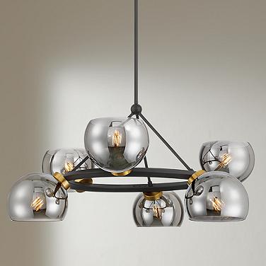 Possini Euro Centuria 34"W Black and Gold 6-Light Chandelier