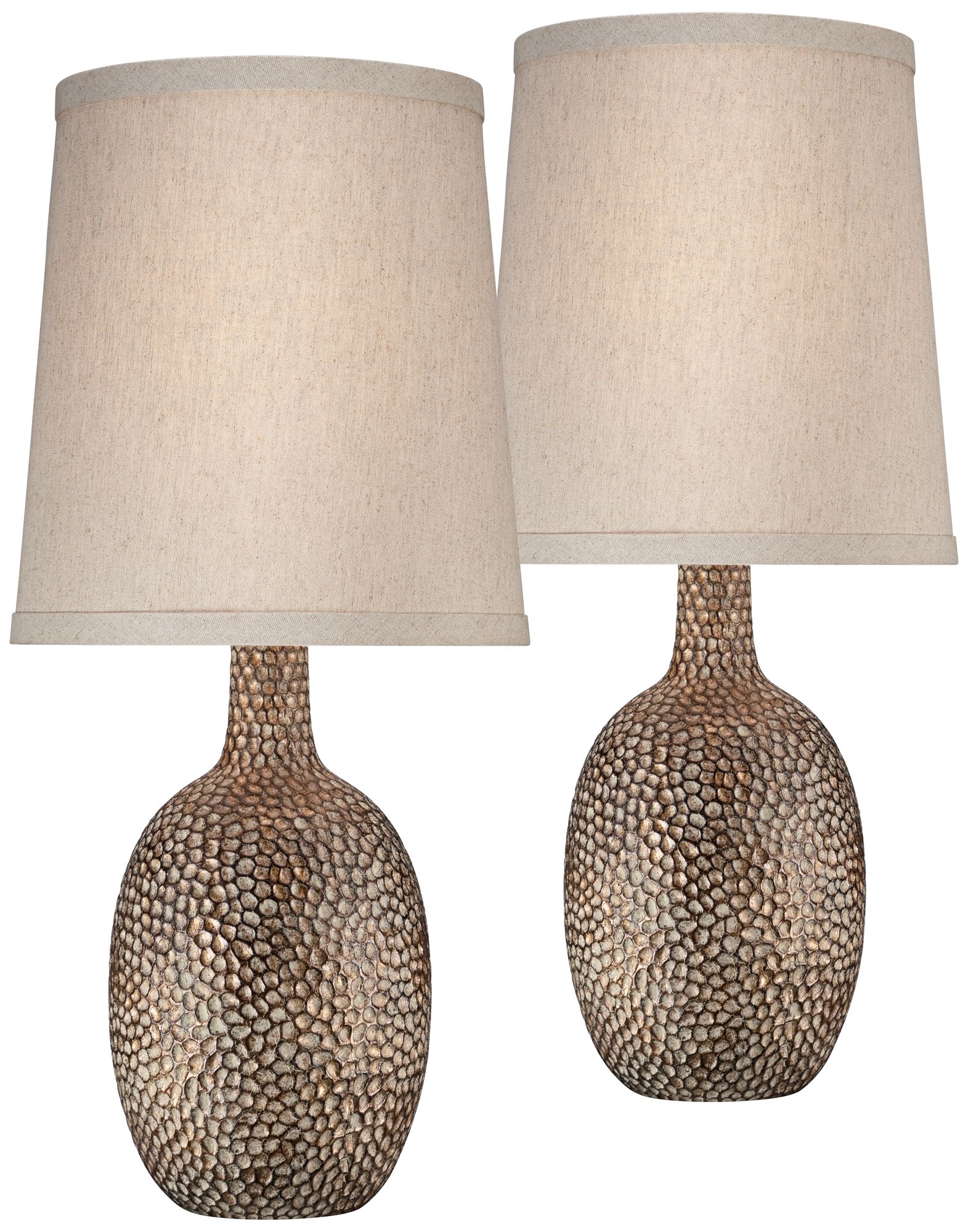 Image 2 Possini Euro Chalane 23 1/2" Hammered Bronze Table Lamps Set of 2