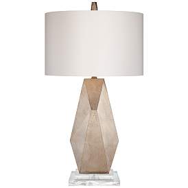 Image1 of Possini Euro Champagne Gold Modern Geometric Table Lamp with Acrylic Riser