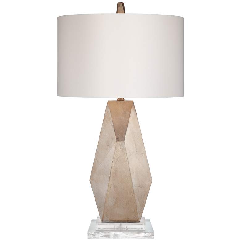 Image 1 Possini Euro Champagne Gold Modern Geometric Table Lamp with Acrylic Riser