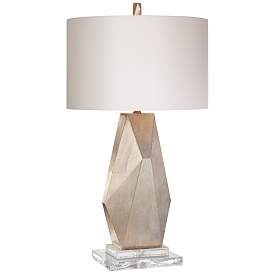 Image5 of Possini Euro Champagne Gold Modern Geometric Table Lamp with Acrylic Riser more views