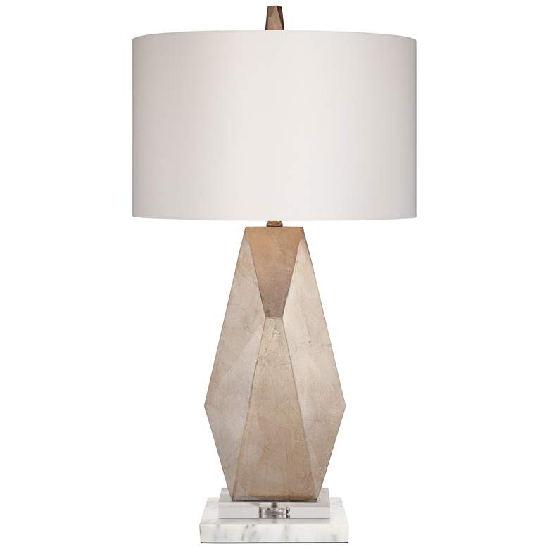 Image 1 Possini Euro Champagne Gold Modern Table Lamp with White Marble Riser