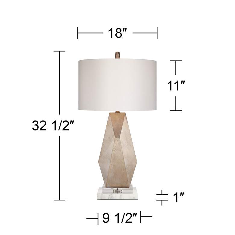 Image 6 Possini Euro Champagne Gold Modern Table Lamp with White Marble Riser more views