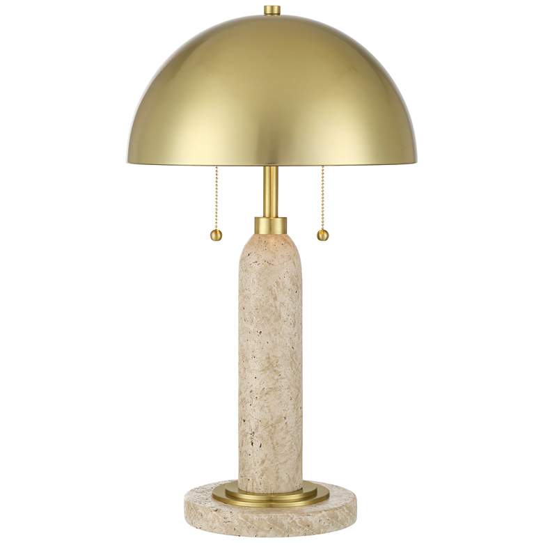 Image 2 Possini Euro Chanterelle 24 1/2" Faux Stone and Brass Dome Table Lamp
