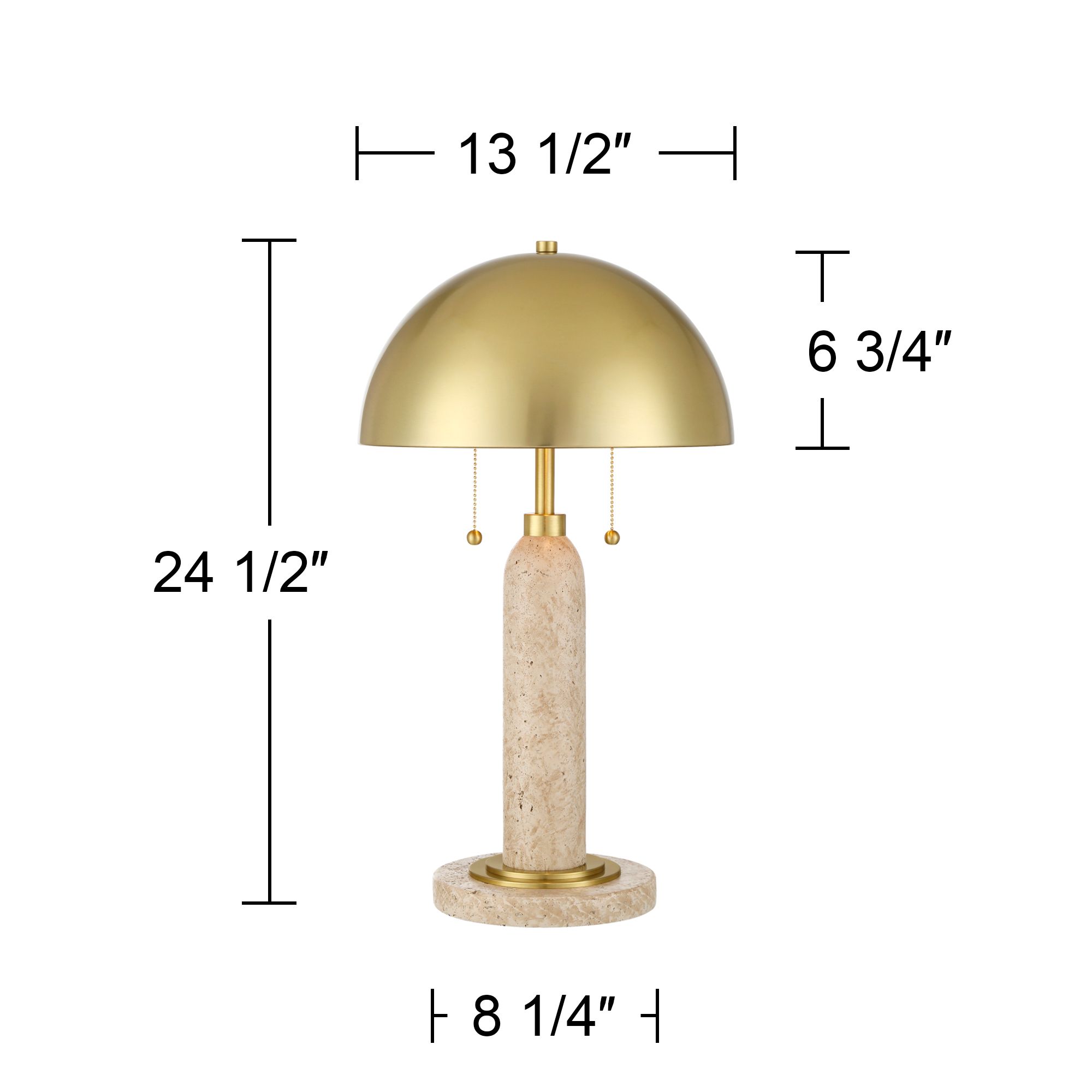 Possini Euro Chanterelle 24 1/2" Faux Stone and Brass Dome Table Lamp