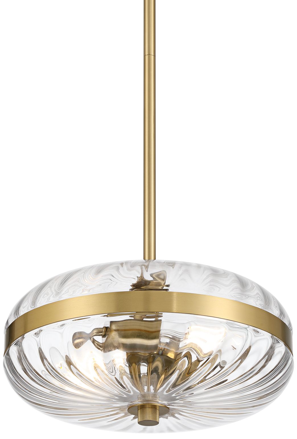 Image 3 Possini Euro Chaplin 13 1/2" Wide Antique Brass Glass 2-Light Pendant