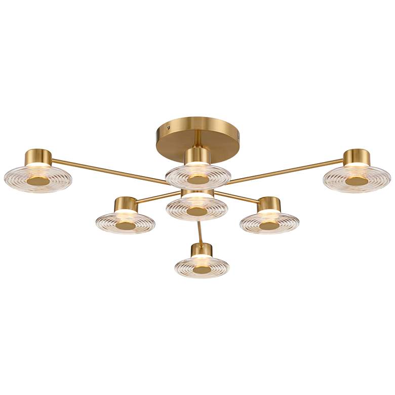 Image 2 Possini Euro Chapman 33 1/2" Wide Warm Gold 7-Light LED Ceiling Light