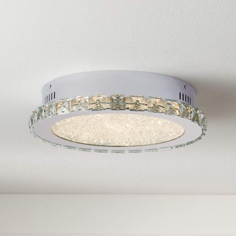 Image 1 Possini Euro Chardin 14 inch Wide Chrome LED Ceiling Light