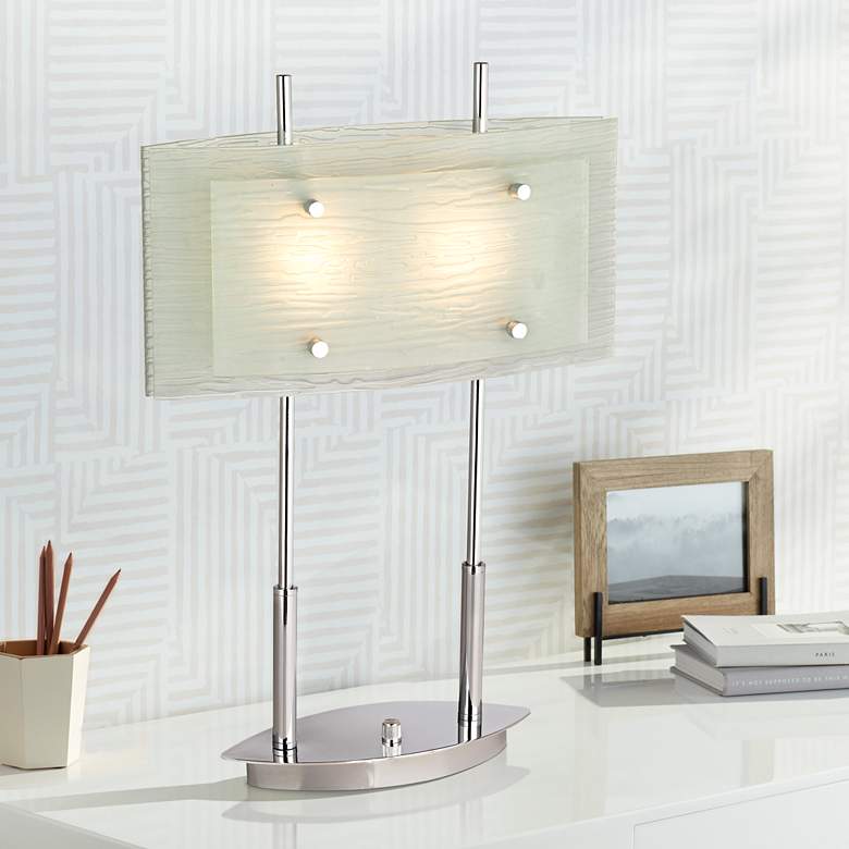 Image 1 Possini Euro Charles Street 23 inch Modern Tiered Slumped Glass Desk Lamp