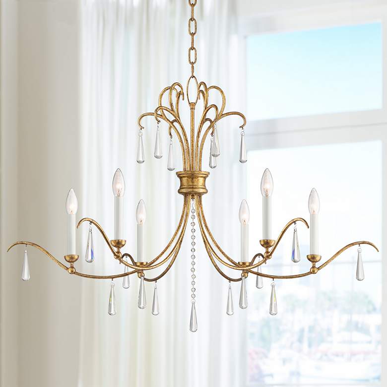 Image 1 Possini Euro Charlotte 37" Wide Gold Leaf 6-Light Chandelier