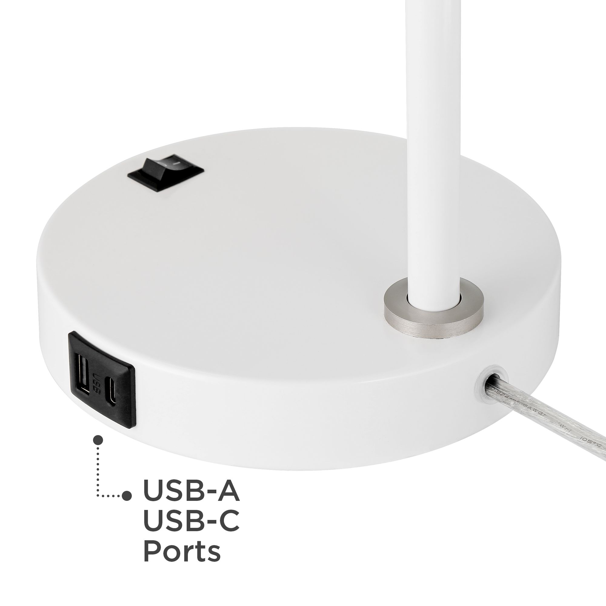 Image 5 Possini Euro Chase 23" High White Modern USB Desk Lamps Set of 2 more views