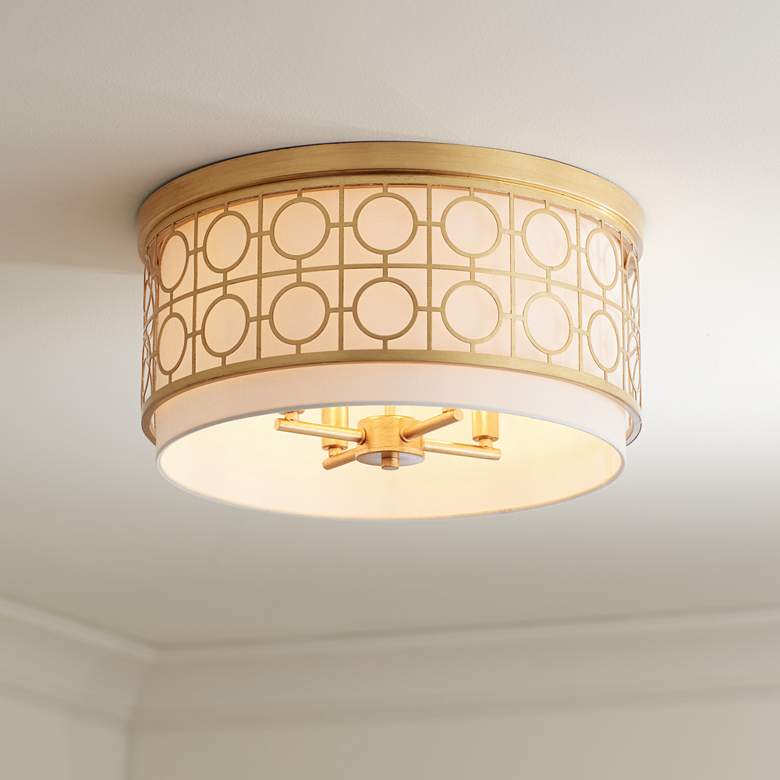 Image 1 Possini Euro Cherie 18" Wide Gold Leaf 4-Light Ceiling Light