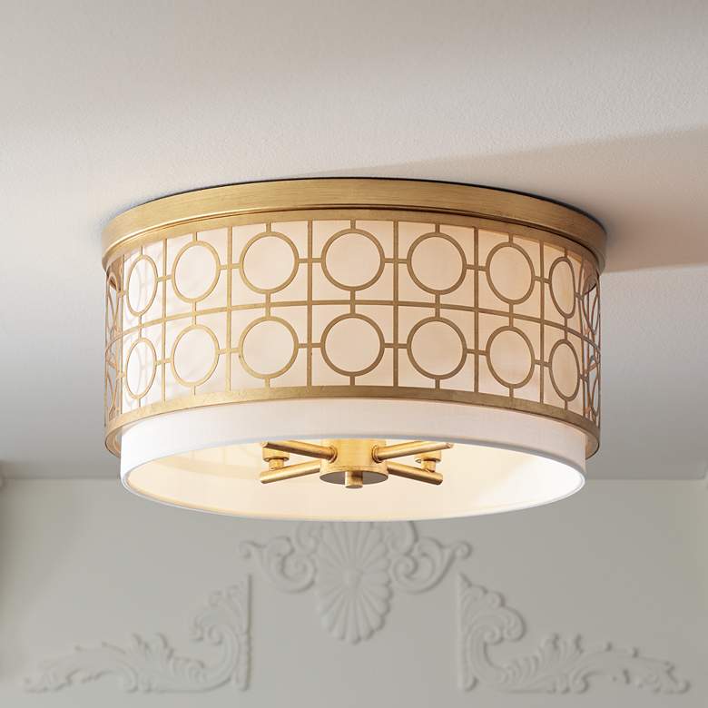 Image 7 Possini Euro Cherie 18" Wide Gold Leaf 4-Light Ceiling Light more views