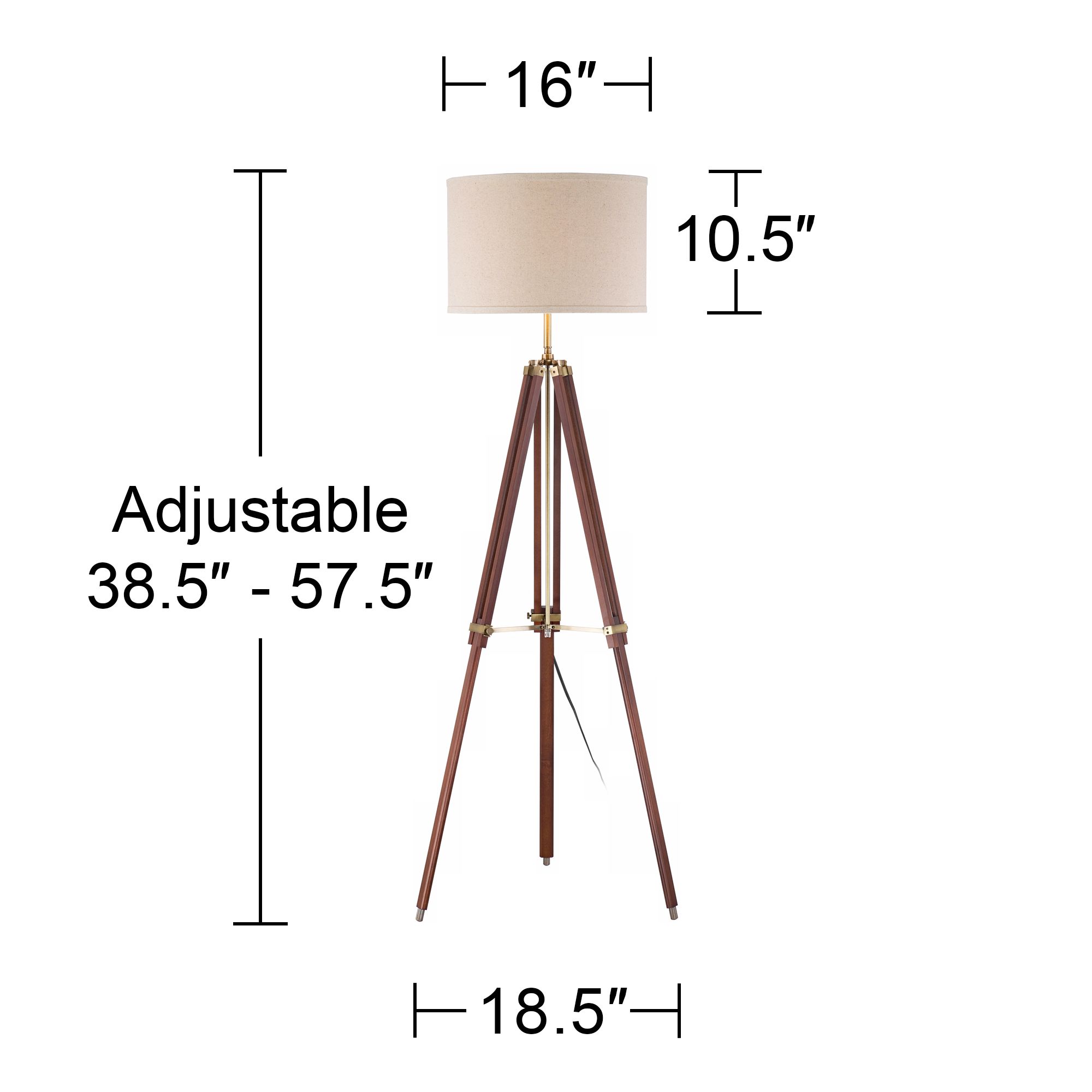 Possini Euro Cherry Wood Adjustable Height Surveyor Tripod Floor Lamp in scene