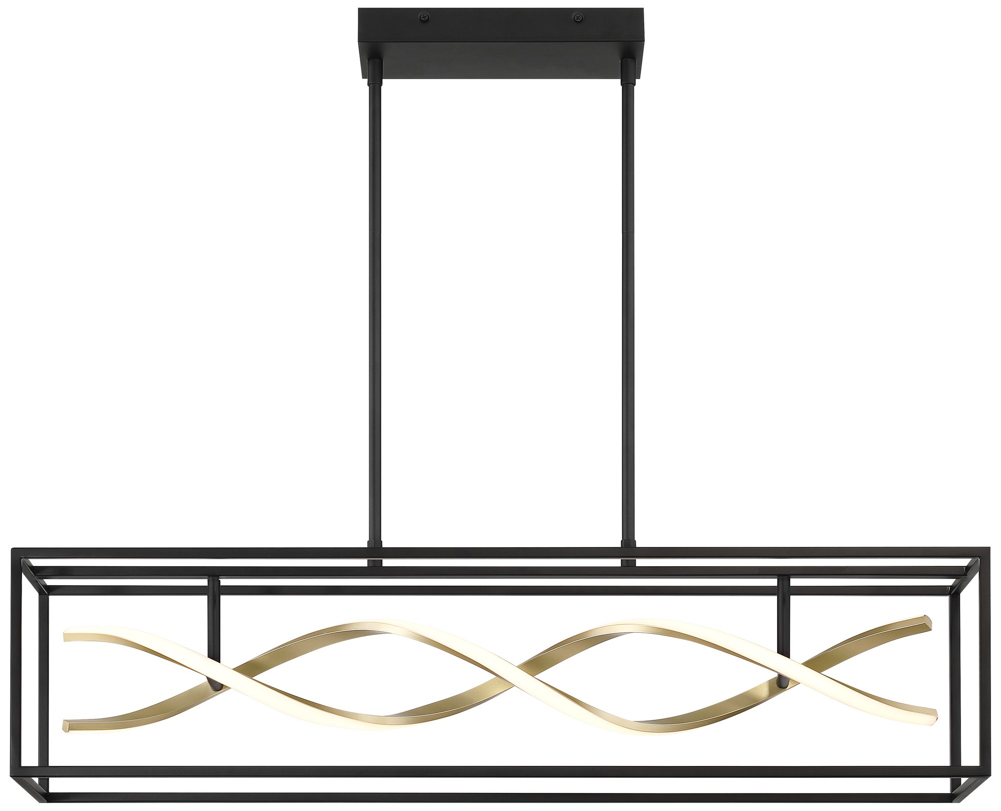 Watch A Video About the Possini Euro Cheva Black and Sand Gold LED Island Pendant