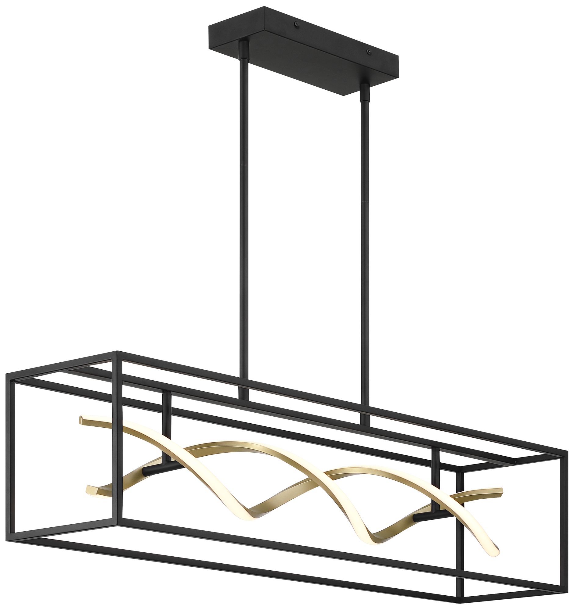 Watch A Video About the Possini Euro Cheva Black and Sand Gold LED Island Pendant