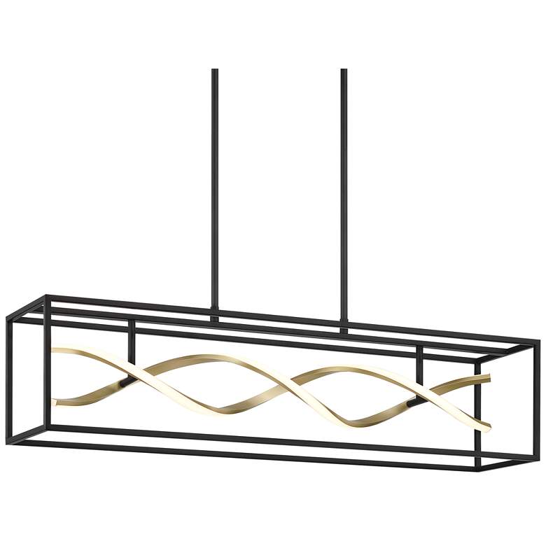 Image 2 Possini Euro Cheva 35 1/2"W Black and Sand Gold LED Island Pendant