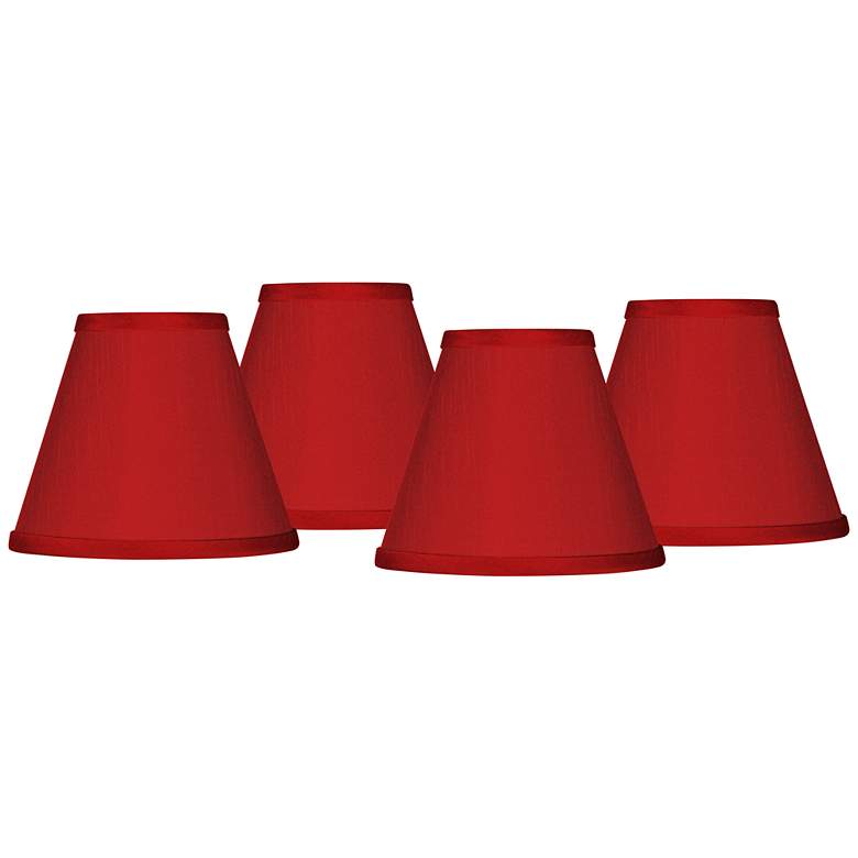 Image 1 Possini Euro China Red Faux Silk Set of Four Shades 3x6x5 (Clip-On)