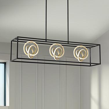 Possini Euro Christy 35 1/2" Black Gold 3-Light LED Island Pendant